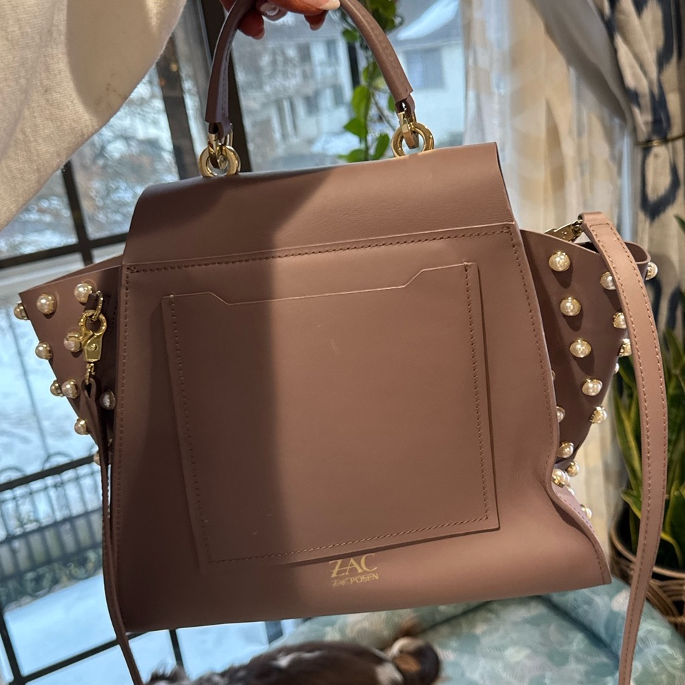 Zac Posen Mauve Pearl-Studded Crossbody Bag - Picture 5 of 8